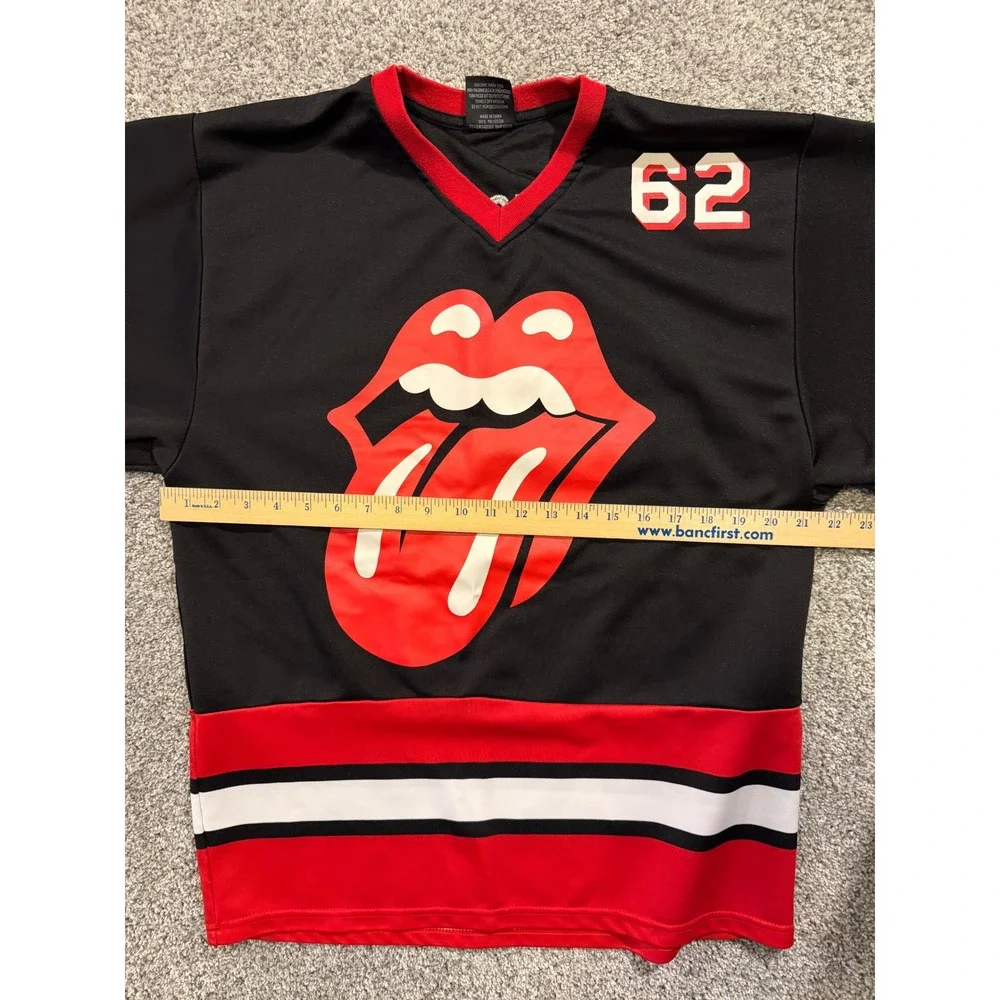Rolling Stones Hockey Jersey Black Red White Number 62‎ Graphic Mens M 2017 Tour